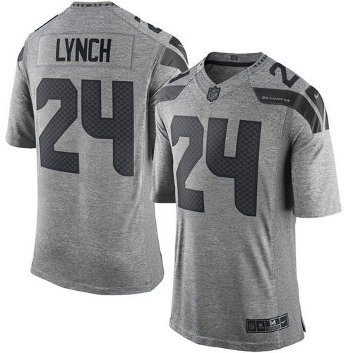 Nike Seahawks #24 Marshawn Lynch Gray Men's Stitched NFL Limited Gridiron Gray Jersey - Click Image to Close